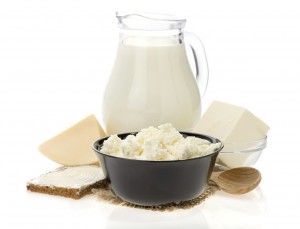 cheese and milk products isolated on white background